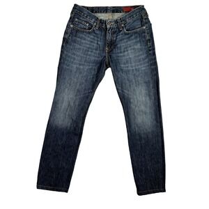 X2 Quality Denim Straight Leg Jeans Size 31x28 Low‎ Rise Distressed Dark Wash